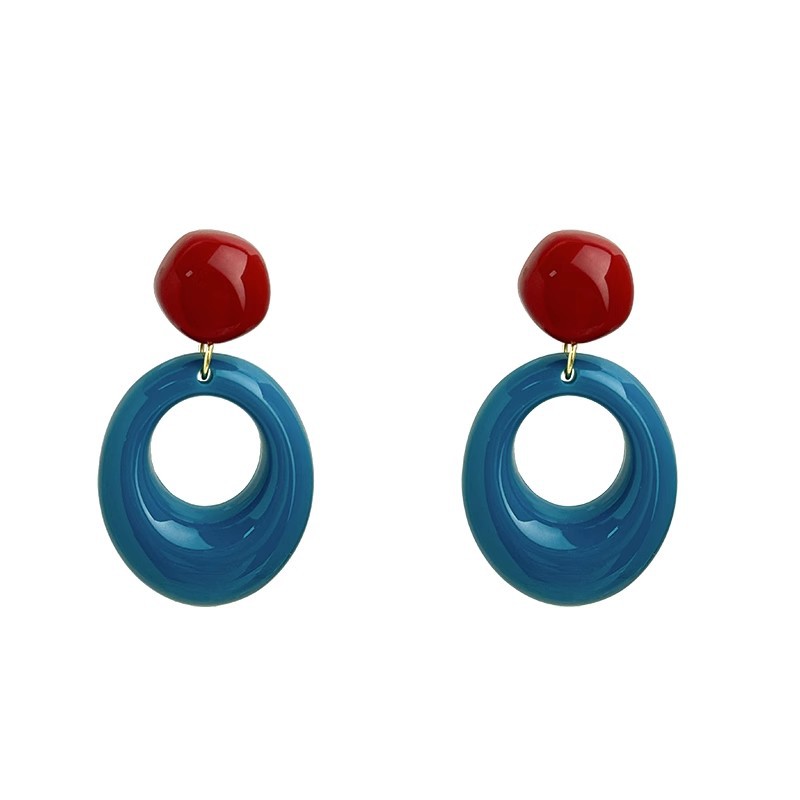 Hong Kong-style atmosphere earrings, women's retro blue niche design earrings, 2025 new style, elegant and high-end earrings Item Picture