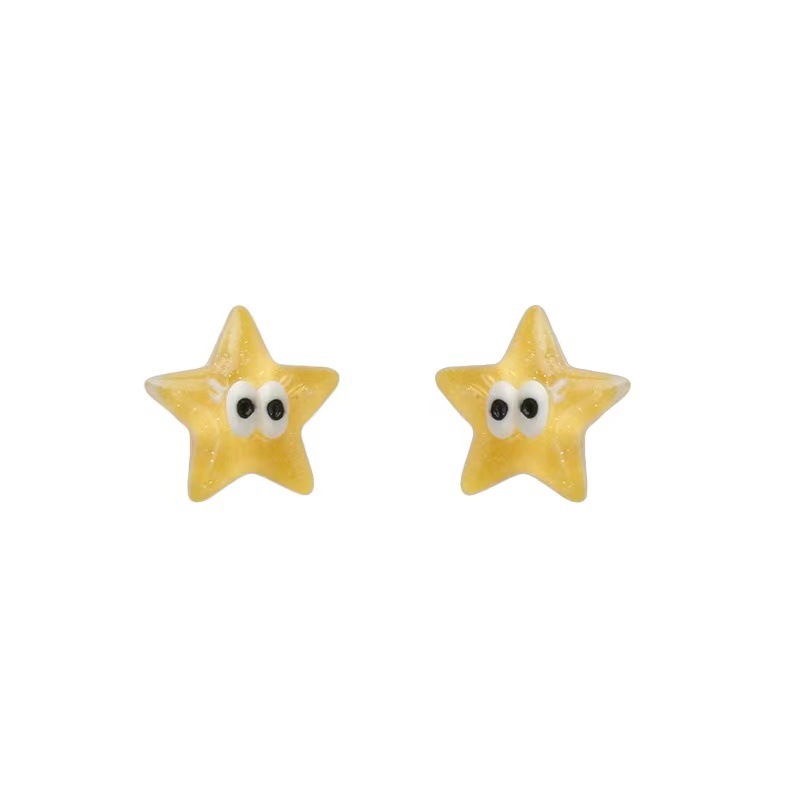 Dopamine Cartoon Cloud Star Earrings Five-piece Set, cute and playful heart-shaped flower earrings, small and exquisite earrings Item Picture