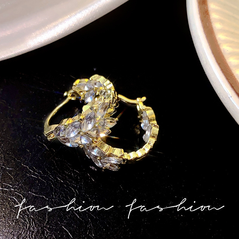 S925 Silver Needle wheat ear Earrings, women's simple and niche ear buckles, high-end and fashionable ring ear studs, wholesale of earrings details Picture