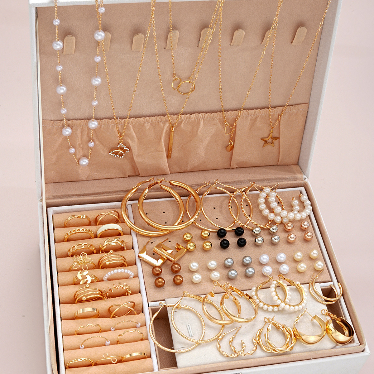 New cross-border TUME bestseller European and American SHEIN Popular pearl alloy jewelry Set (without box) full figure