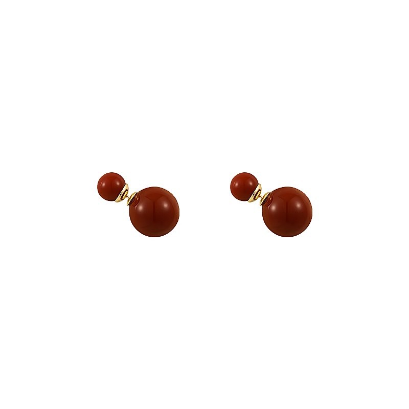 Ankela red bean stud earrings, a niche design for women, a pair of earrings that can be worn twice, exuding a light luxury and high-end charm Item Picture