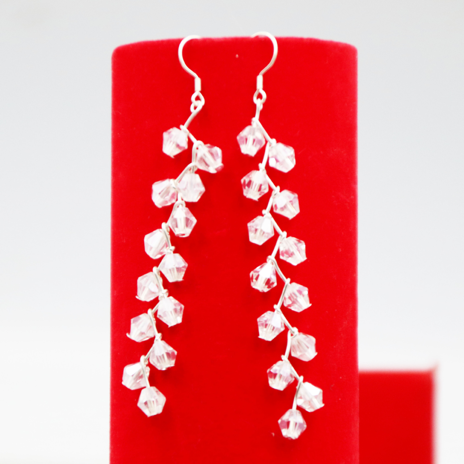 Korean earrings, long, simple, fringed, transparent crystal, personalized and versatile, wholesale exquisite Application Scenario