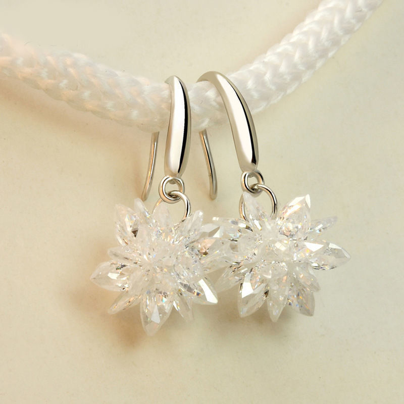 Ear hooks, ice flower ear hooks, women's ear studs, versatile earrings, elegant beaded crystal earrings, Korean-style long tassels full figure