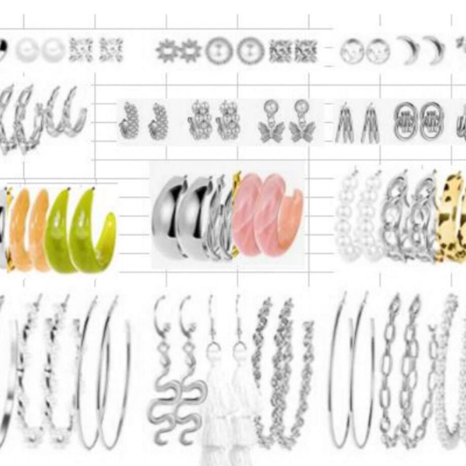 European and American cross-border retro imitation pearl earrings, Amazon creative acrylic earring set, Bohemian earrings details Picture
