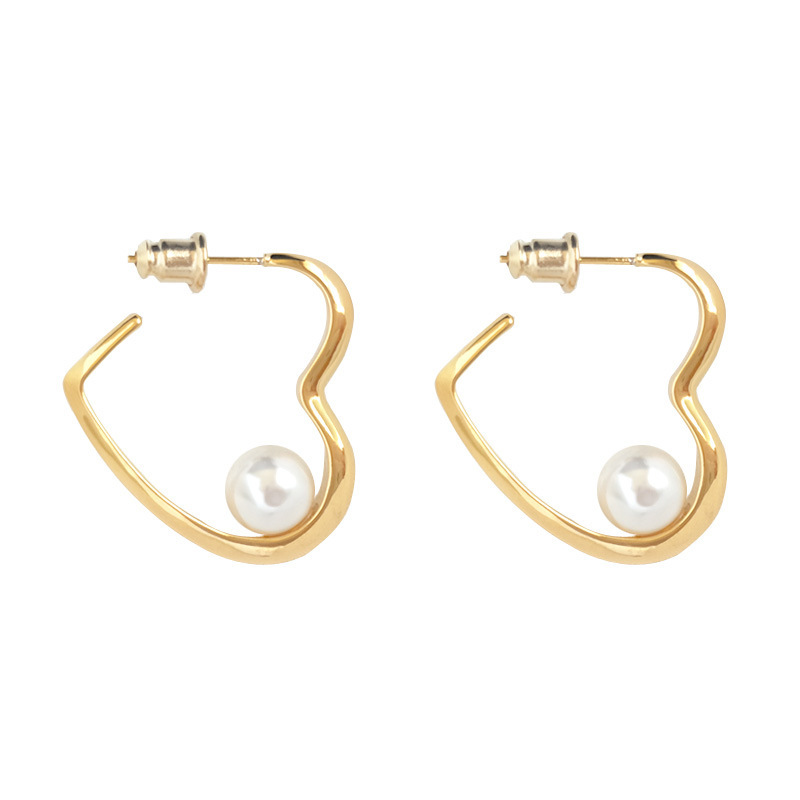 S925 Silver Needle fashionable heart-shaped pearl earrings for women, Korean versatile, unique and stylish, internet-famous ear rings, earrings and earrings for women Item Picture