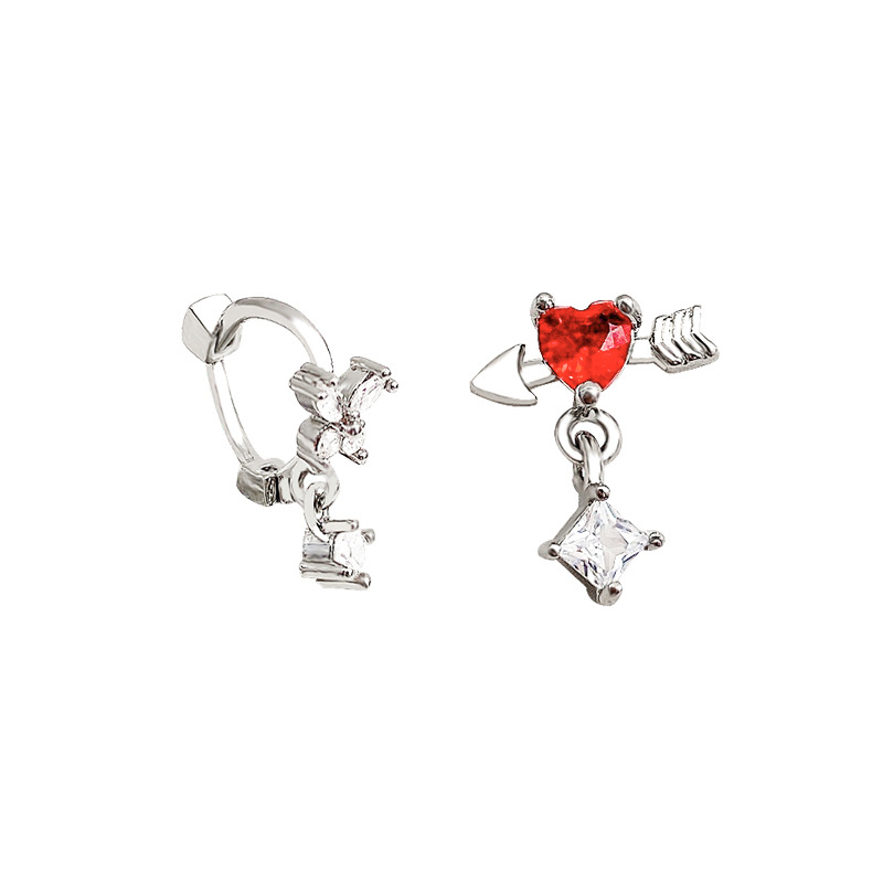 S925 Silver Needle Light Luxury Niche one-shot Piercing earrings for women on Instagram, trendy and versatile, elegant Zircon stud earrings wholesale Item Picture