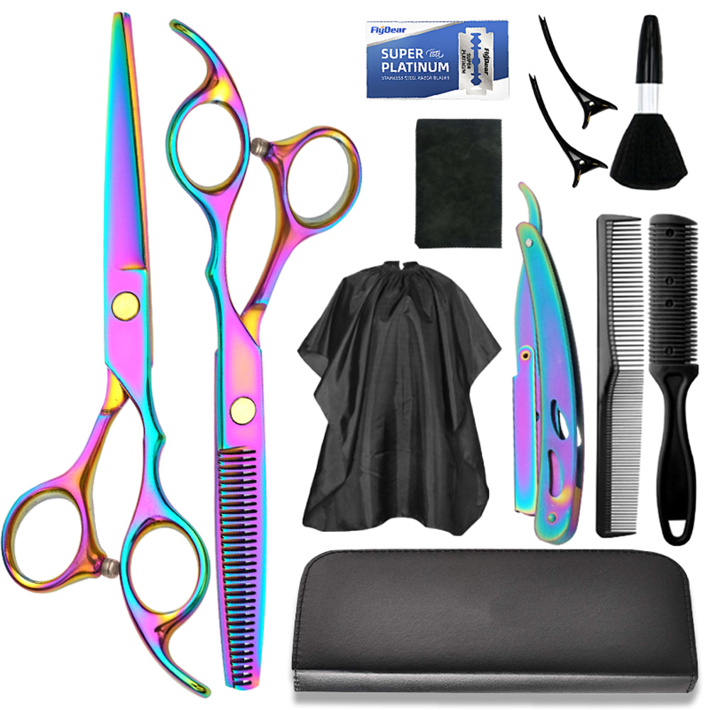 Factory direct sales of 6-inch stainless steel hair clippers, professional hairstylists, flat haircuts, thin and broken hair clippers, and tooth clippers details Picture