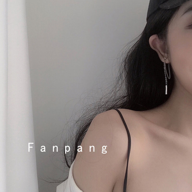 Korean trendy and cool style earrings, women's chain tassel earrings, and punk trendsetters' stud earrings and ear clips Specification drawing