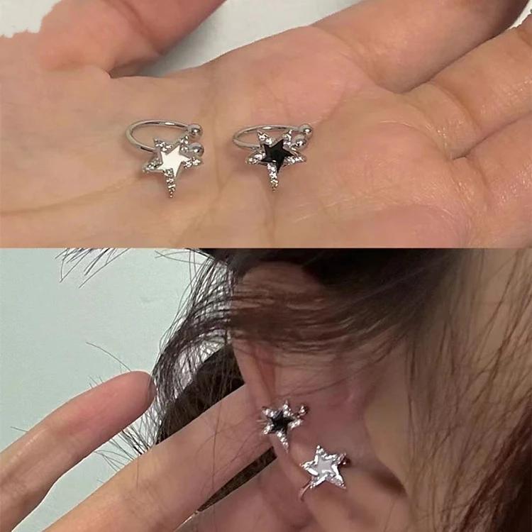 Super shiny five-pointed star stud earrings with a fashionable design sense for women, exquisitely layered and high-end ear-piercing and ear buckle accessories full figure