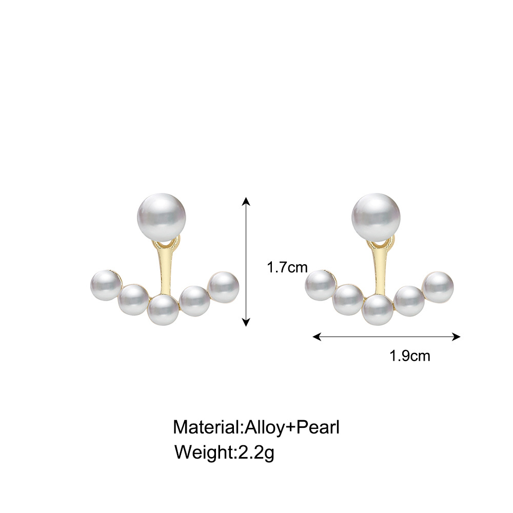 Creative and elegant back-hanging imitation pearl earrings, women's Instagram niche design, French retro pearl stud wholesale details Picture