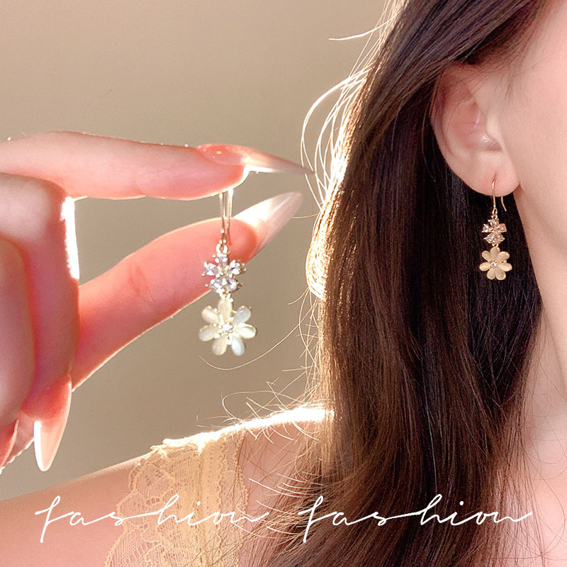 Fairy Flower Tassel Earrings for Women, 2025 New style, trendy, Japanese and Korean style, long small fragrance style earrings, floral stud earrings for women details Picture