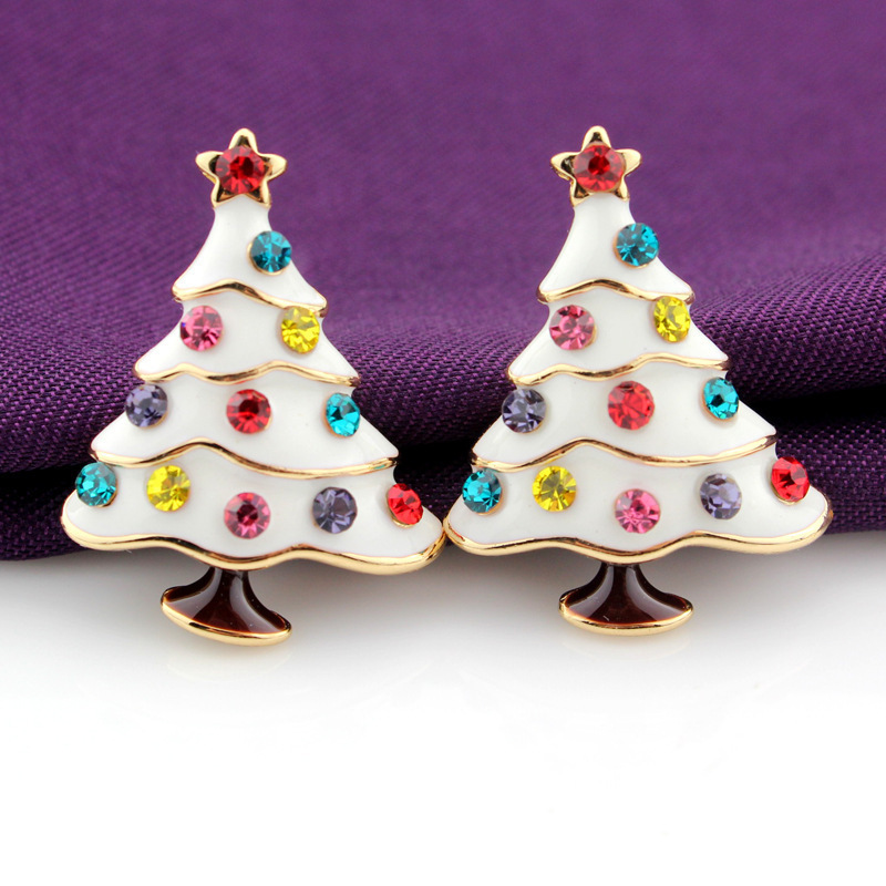 New European and American Christmas tree, old man snowflake, reindeer stud earrings, creative party, Christmas Eve and Christmas earrings Specification drawing