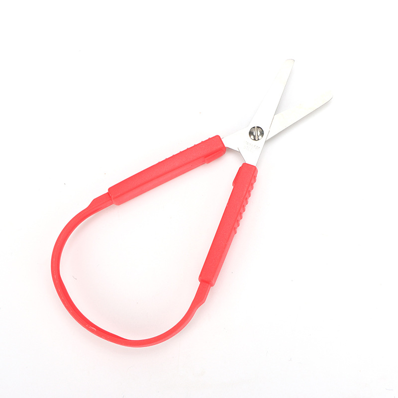 Stainless steel children's safety small scissors, circular student scissors, DIY paper-cutting scissors, elastic children's small scissors, handmade Item Picture