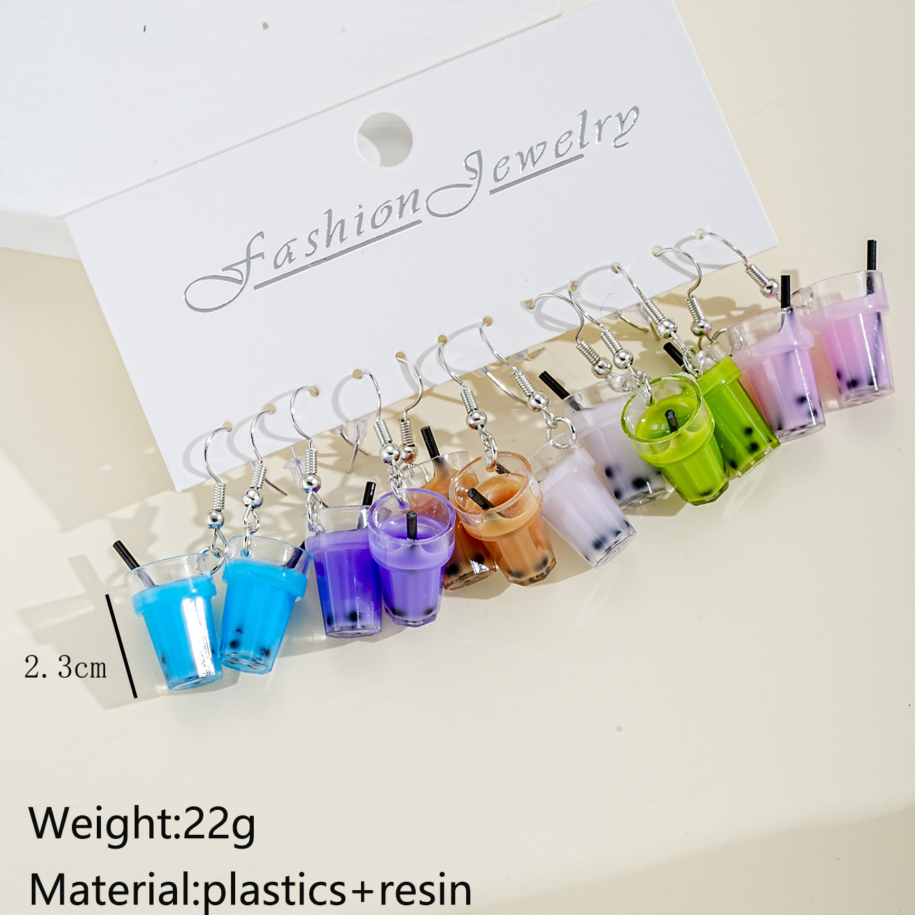 Cross-border new cute milk tea cup, best-selling sweet female earrings and pendant set, milk tea resin earrings 6-piece set details Picture