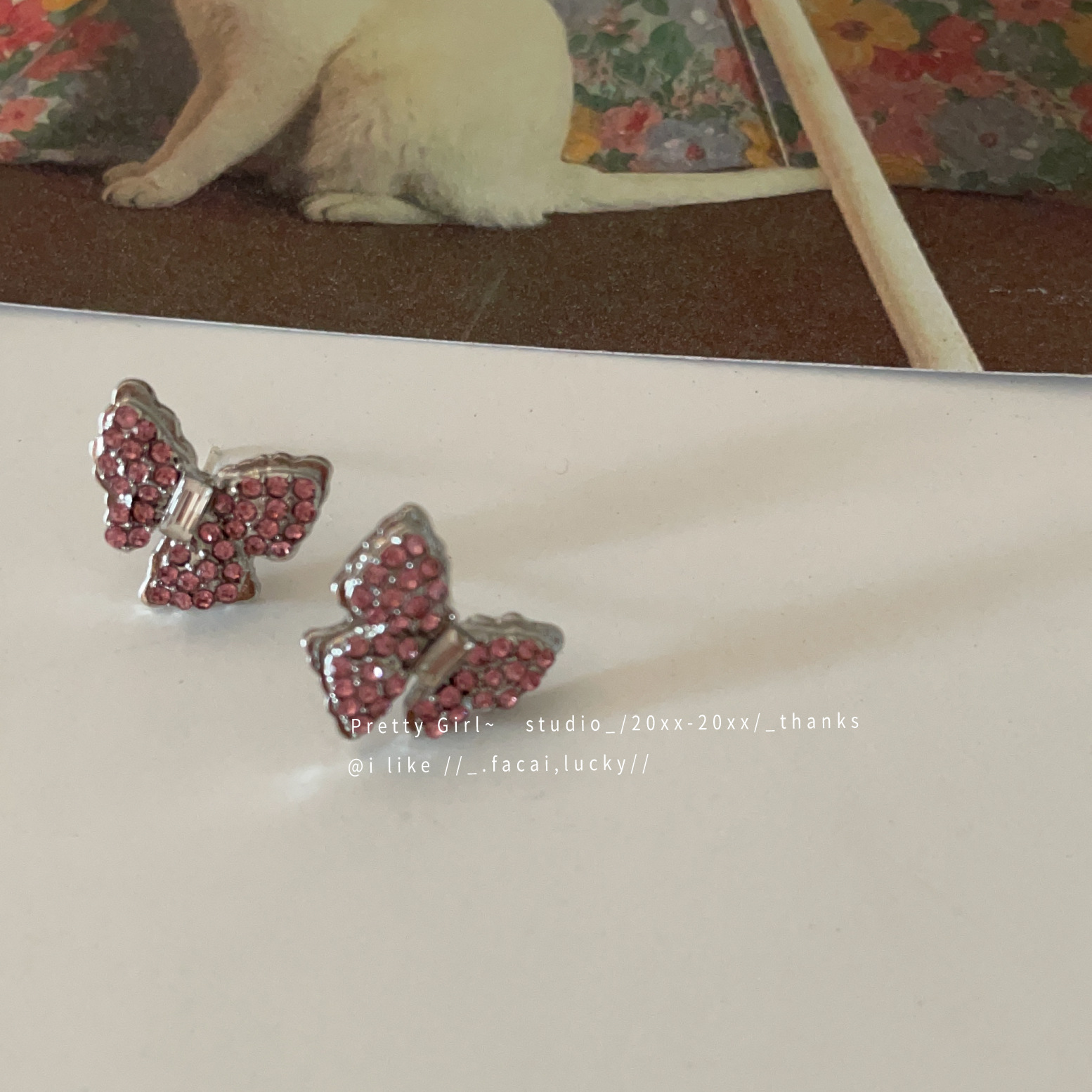 S925 Silver needle, pink heart-shaped bow, water diamond, zircon, sweet and cool, stud earrings, ear needles, versatile earrings and earrings Application Scenario