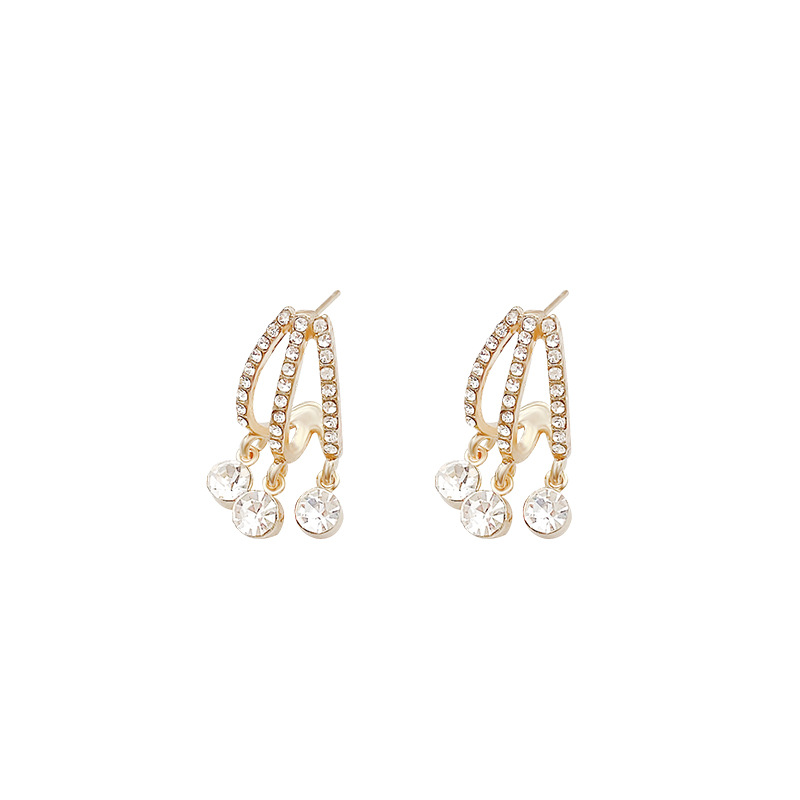 Unique design fringed crystal niche earrings, feminine, light luxury, individual design sense, fashionable and versatile stud earrings Item Picture