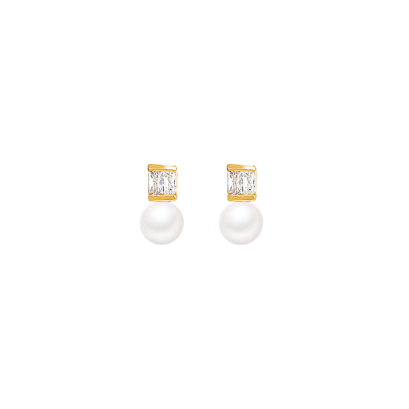Pearl zircon earrings, stud earrings, women's 925 silver needle, light luxury style earrings, niche design, high-end feel, Yiwu accessories Item Picture