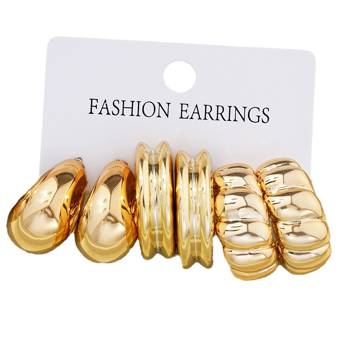 A set of 3-piece cross-border new European and American style high-end textured gold CCB line earrings, fashionable and elegant women's earrings and accessories Item Picture