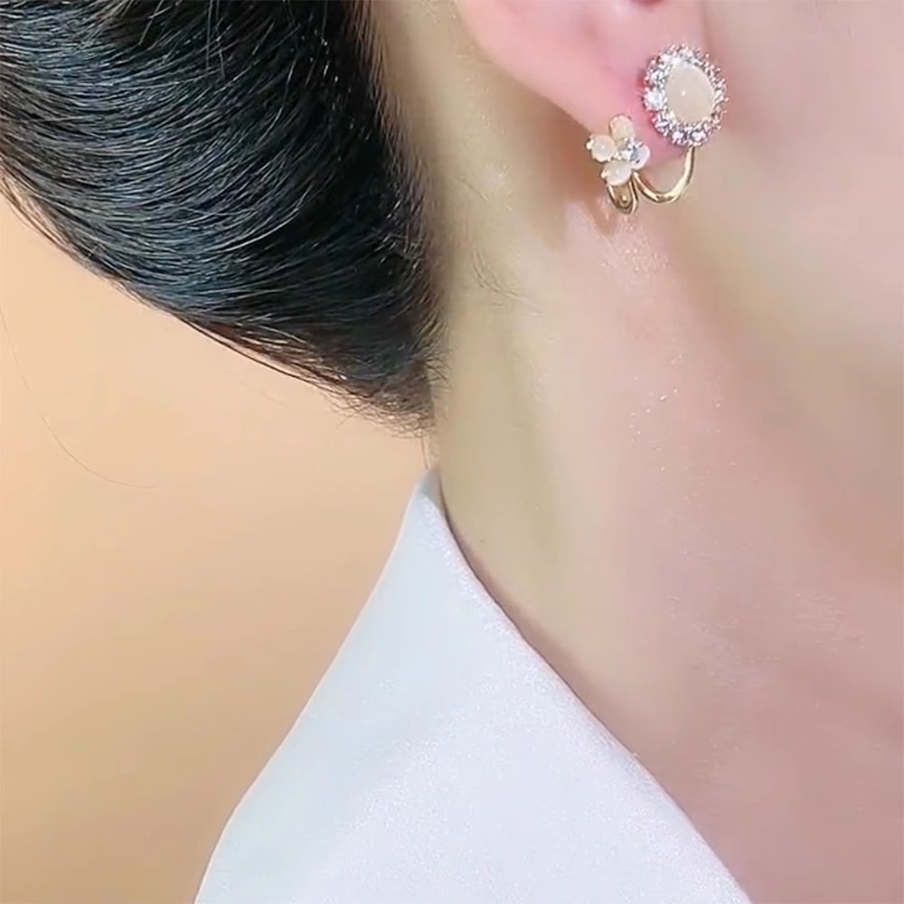 Light luxury, fashionable and high-end flower earrings, unique and stylish, Douyin bestseller, elegant ear studs, geometric ear clips and accessories Specification drawing