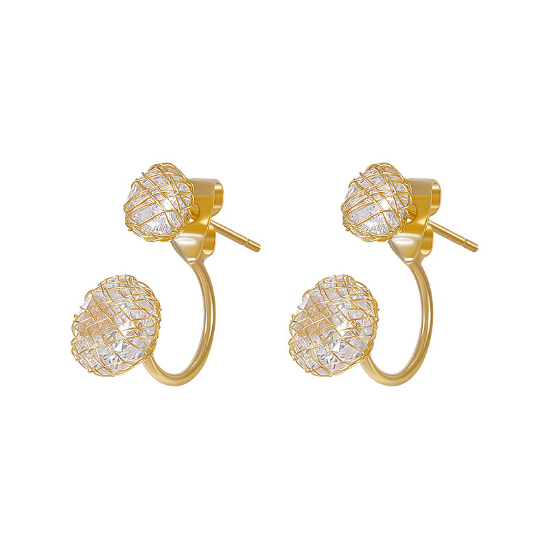 Korean version 925 silver needle zircon woven ear studs, the same style as the trendy Instagram influencers, with a simple and high-end look and a light luxury personality Item Picture