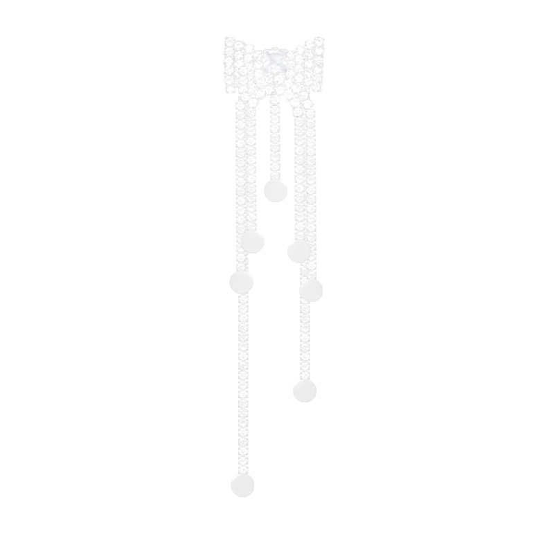 Super ethereal and exquisite bow fashion earrings, a light luxury and high-end feel, versatile style, ear bone clips, long tassel earrings for women Item Picture