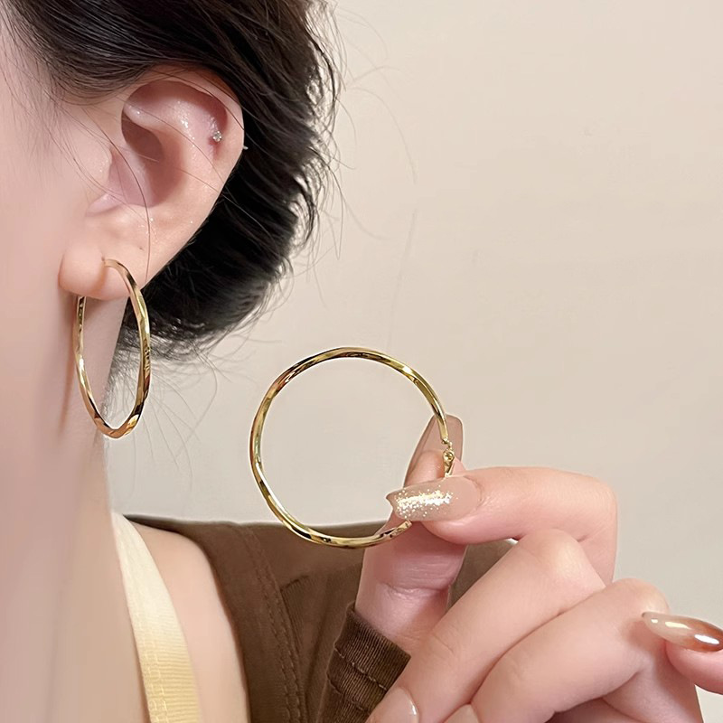 Hong Kong-style retro circular stud earrings, women's light luxury high-end fashion earrings, niche design, unique and versatile earrings details Picture