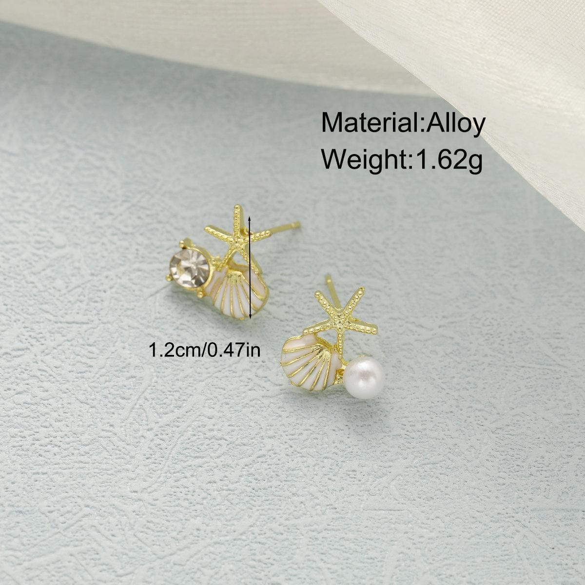 European and American cross-border best-selling design starfish shell dreamy stud earrings, sea creative imitation pearl earrings details Picture
