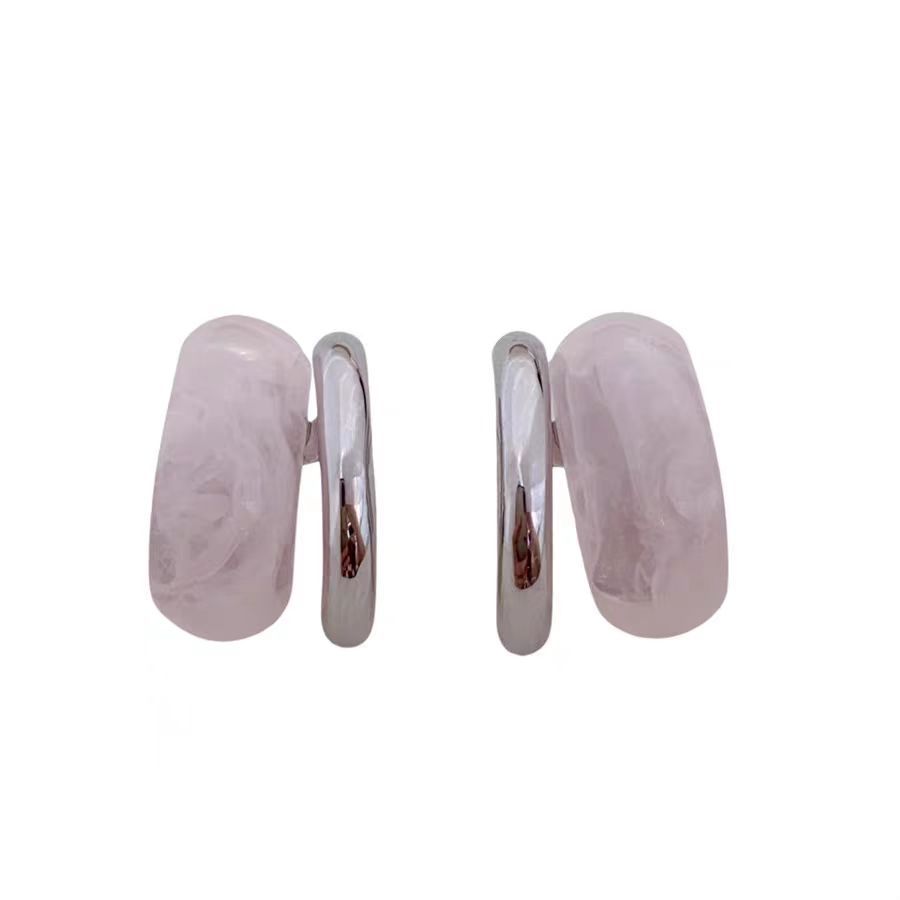925 Silver Needle blue C-shaped earrings, women's niche design, ice-transparent ear studs, light luxury and high-end unique earrings Item Picture