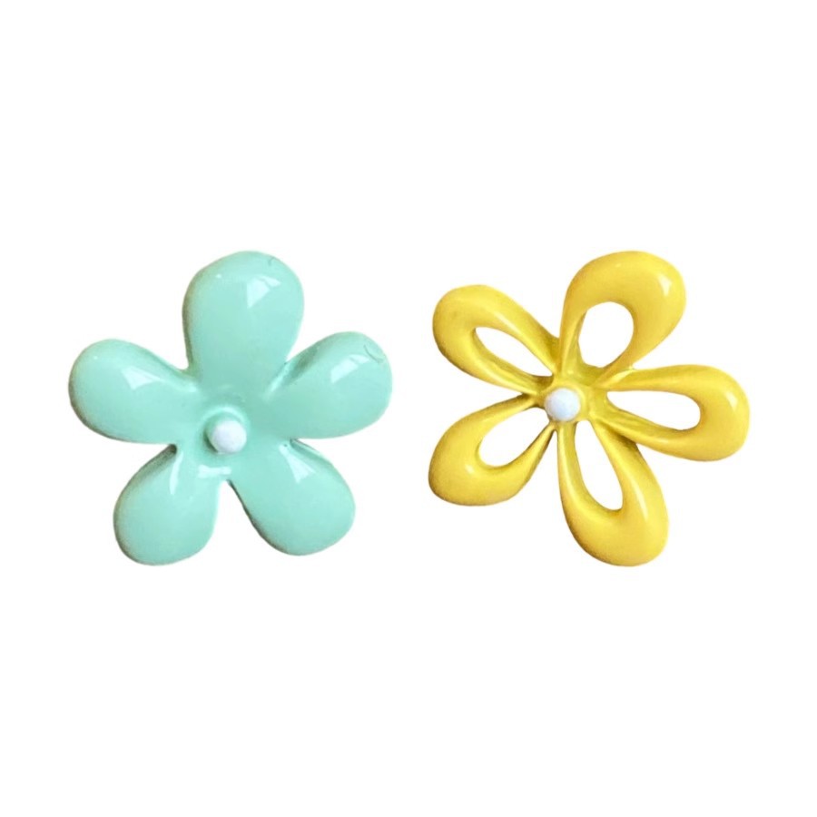 Summer fresh, asymmetrical, color-blocking, sweet flower earrings, women's high-end and elegant stud earrings, unique and exquisite earrings Item Picture