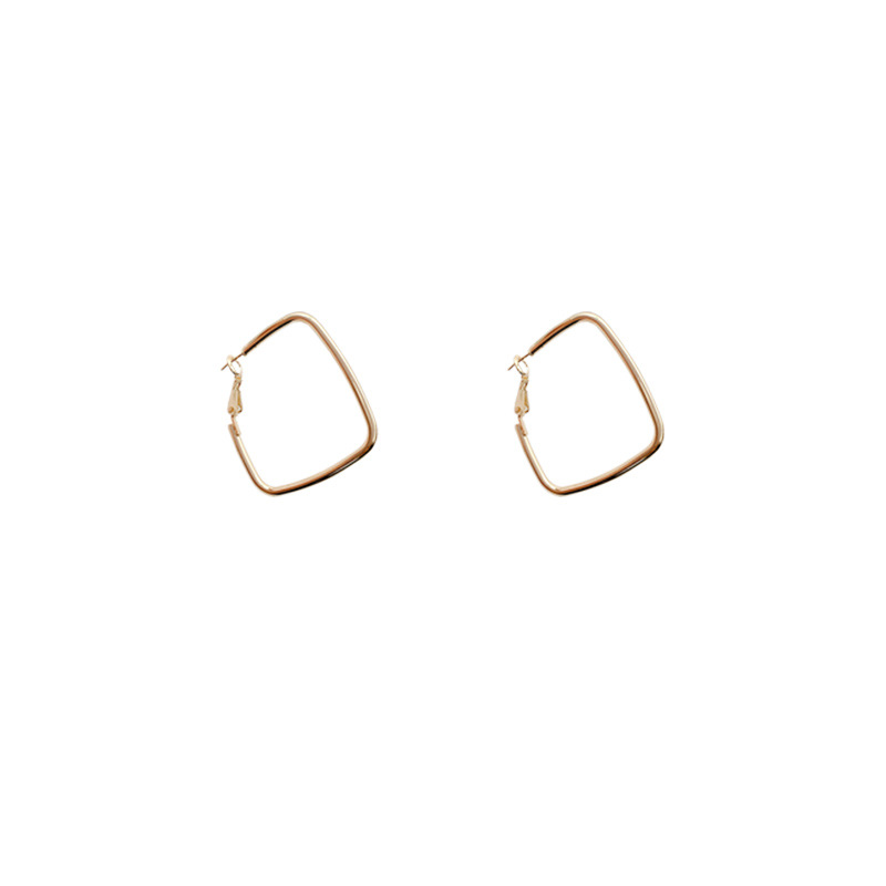 European and American style simple square plain ring earrings, a cold and aloof style for women, with an exaggerated and unique temperament. Versatile stud earrings, a popular online celebrity accessory Item Picture