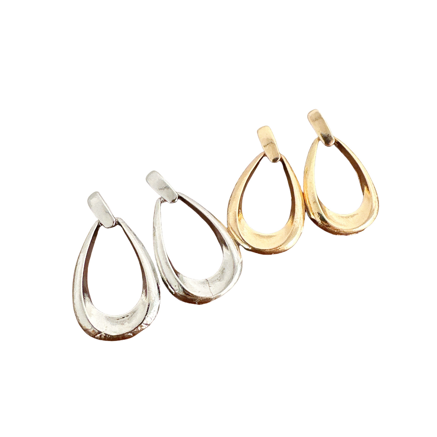 European and American cross-border best-selling earrings, light luxury and high-end style, hollowed-out teardrop ins geometric oval earrings, women's teardrop earrings Item Picture