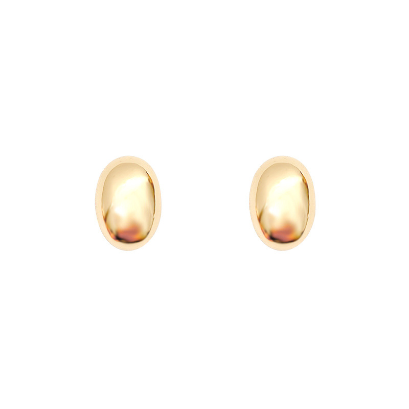 French matte matte frosted simple geometric exquisite small earrings S925 silver needle cold golden bean stud earrings for women Item Picture
