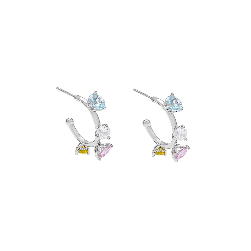 Fashionable colored diamond earrings, a cool female style, ins zirconium-inlaid earrings with a unique design sense, and new 2025 bestsellers Item Picture