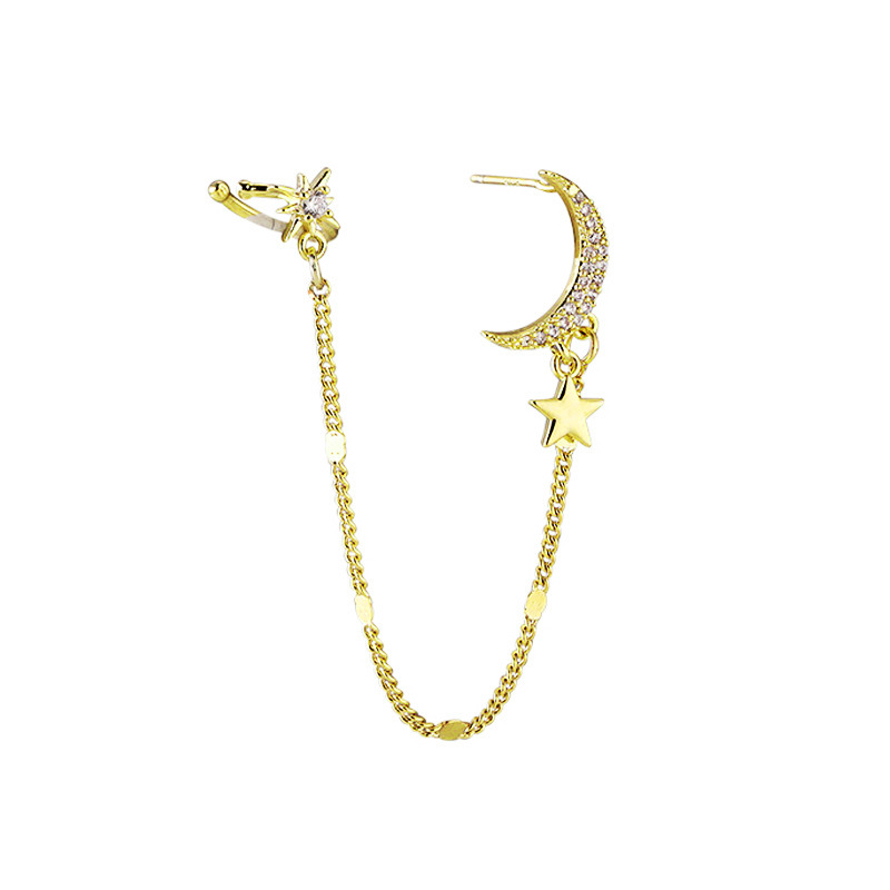 European and American cross-border simple star moon ear bone clips, ins niche design, new trendy and individual, internet-famous ear hangers, creative ear studs Application Scenario