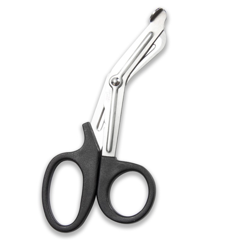 Factory wholesale stainless steel multi-functional gauze scissors, canvas scissors, outdoor bandages, first aid kits, elbow scissors, 18.8cm Specification drawing