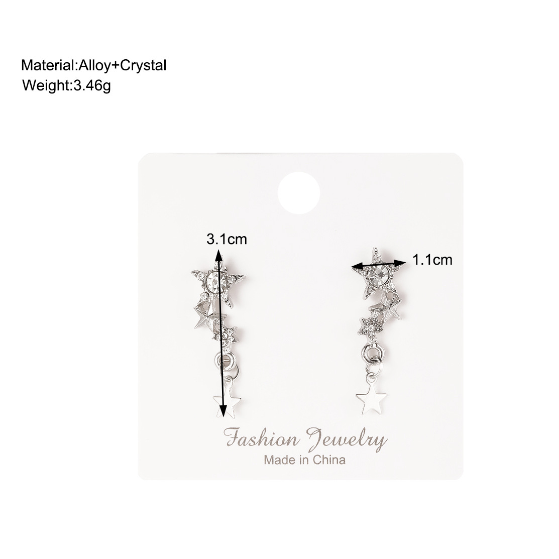 European and American cross-border simple and high-end style, exquisite star-shaped stud earrings, women's light luxury and niche style, five-pointed star pendant earrings details Picture