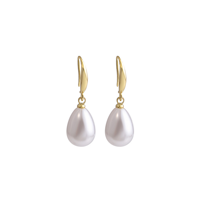 Japanese and Korean light luxury pearl earrings, niche high-end feel, teardrop-shaped earrings for socialites, minimalist style earrings on Instagram for Internet celebrities Item Picture