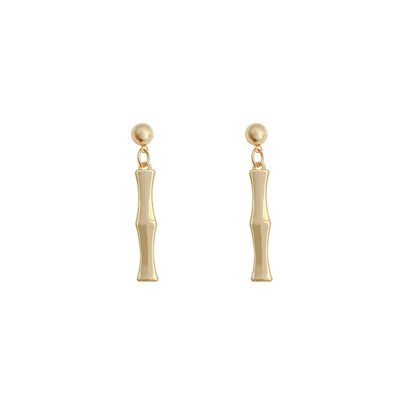 S925 Silver needle Chinese style bamboo joint design stud earrings, long tassel for women, high-end feel, versatile and popular earrings Item Picture