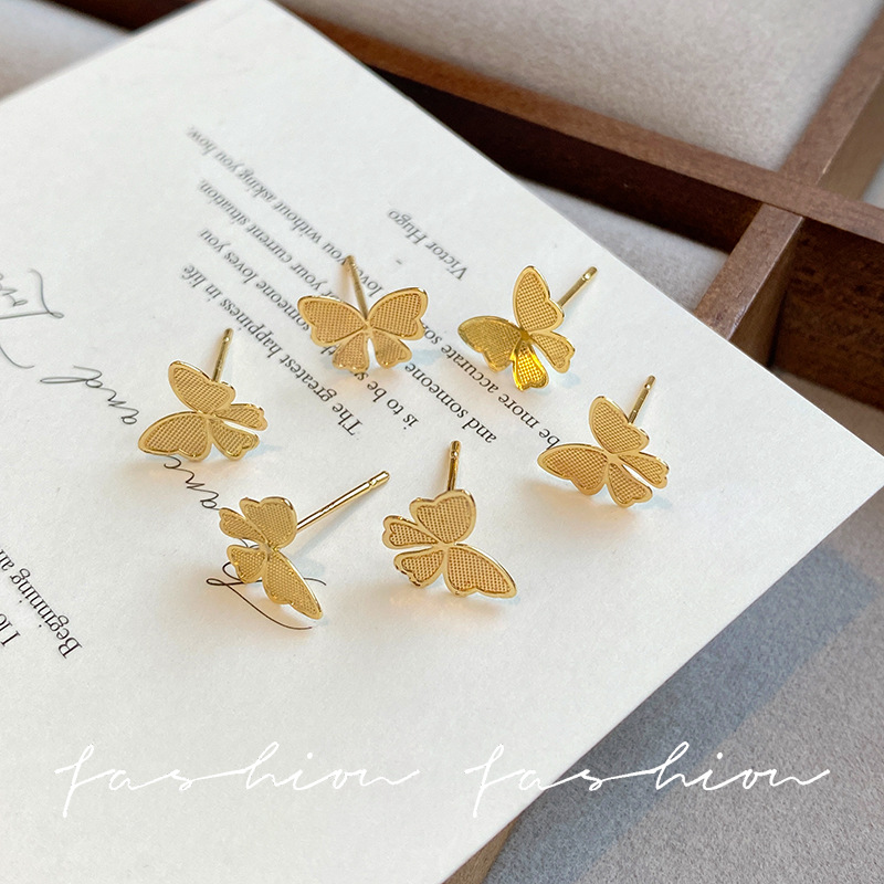 Japanese and Korean Little Butterfly set ear studs, daily small and exquisite ear care accessories wholesale 2025 New style bestsellers Specification drawing