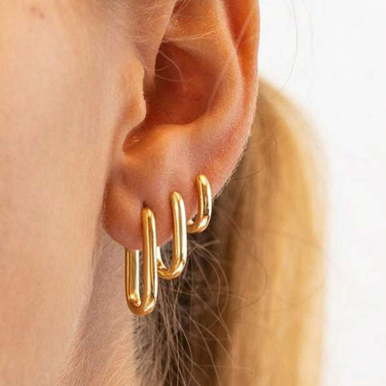 European and American cross-border simple real gold electroplated earrings, creative arc-shaped stud earrings with geometric design, best-selling earrings on Amazon full figure