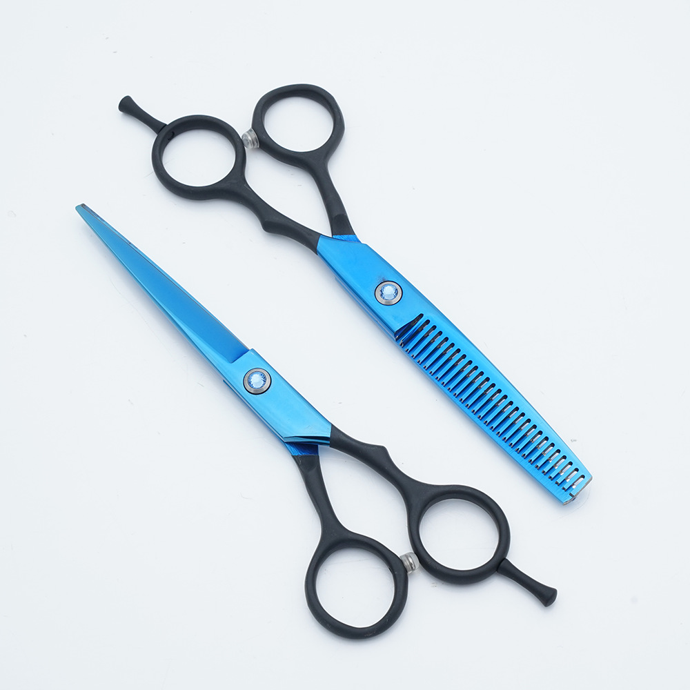 Cross-border hairdressing scissors, stainless steel bangs, flat thinning teeth scissors, high-end professional hairdressing scissors set for hairstylists details Picture