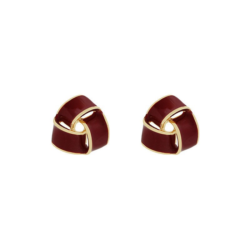 925 Silver Needle oil-dripping triangular earrings, versatile, fashionable and individual stud earrings, high-end geometric earrings wholesale Item Picture