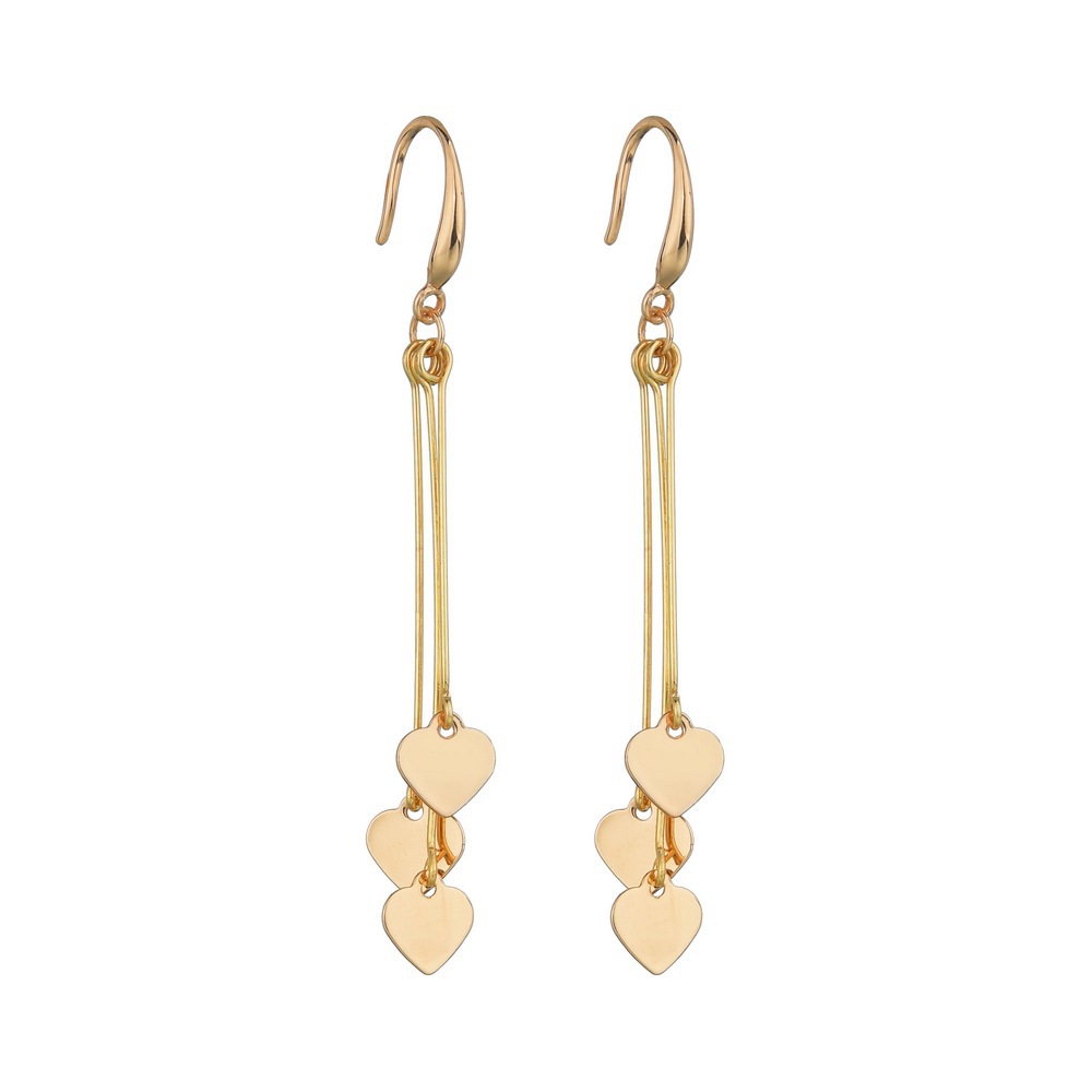 European and American popular iron sheet heart-shaped earrings, retro and fashionable long tassel earrings and earrings, cross-border accessories wholesale full figure