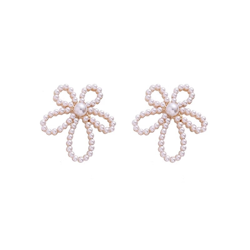 Pearl flower stud earrings for women, a unique Korean-style light luxury 2025 new model of earrings, simple, exquisite, fashionable and versatile Item Picture
