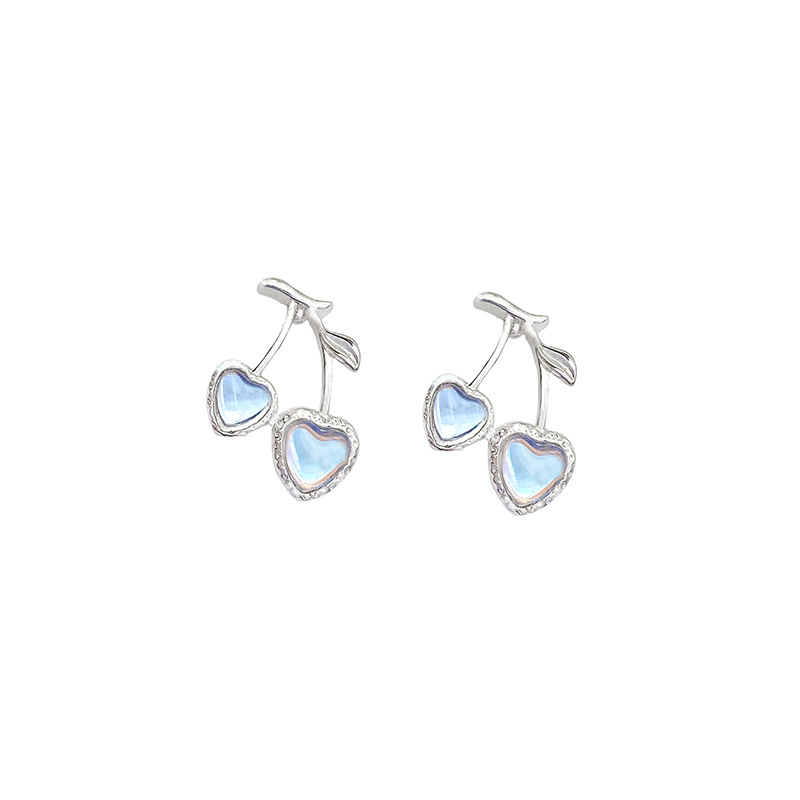 Sweet and cool cherry earrings, cold style, fashionable and elegant, niche design sense, ear studs, personalized and versatile earrings, silver needle wholesale Item Picture