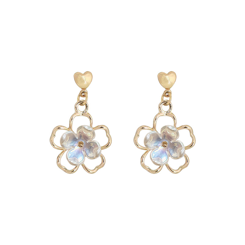 S925 Silver Needle hollowed-out acrylic flower Earrings, women's niche light luxury design sense, versatile earrings and accessories, trendy wholesale Item Picture