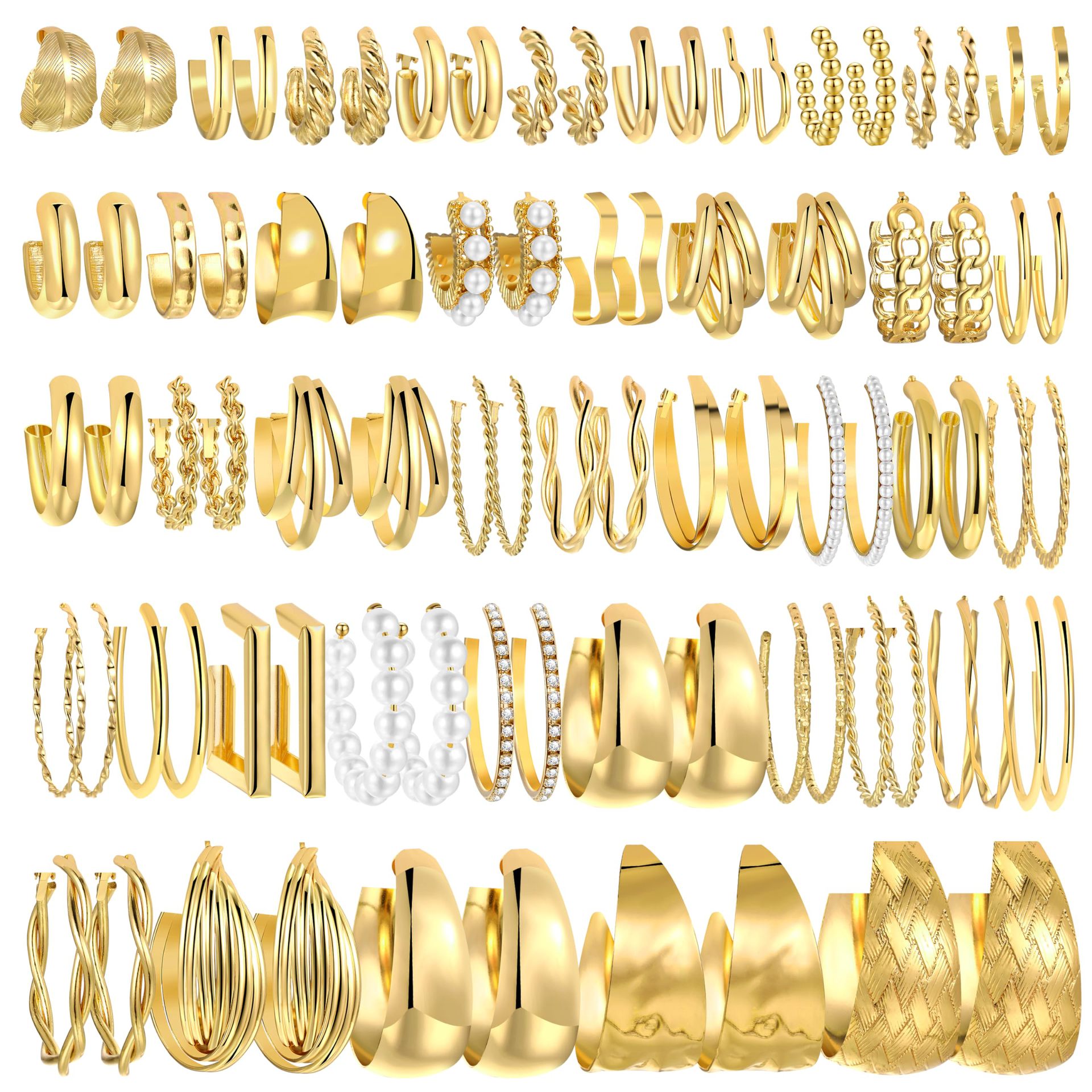 A 42-piece set of retro geometric imitation pearl earrings for cross-border sales from Europe and America, featuring a fashionable and high-end look for women full figure