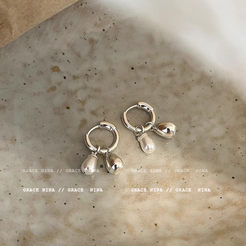 Gentle Oni two-piece pearl pendant earrings 2025 New bestseller, high-end earrings, versatile earrings for women details Picture