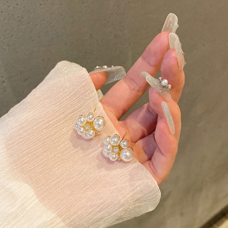 s925 Silver needle InS-style simple stud earrings, internet-famous design sense pearl earrings, women's niche and elegant earrings wholesale Specification drawing
