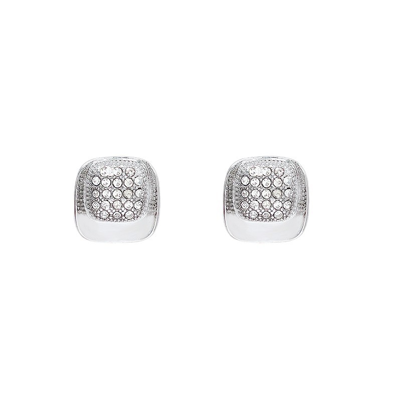 French light luxury exquisite zirconia square stud earrings, fashionable and versatile, with a high-end feel and a niche design. New earrings for women Item Picture